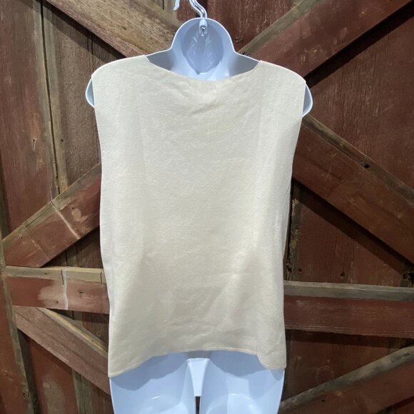 Coldwater Creek Beaded Neckline Tank Top Silk Blend Large Cream Sophisticated - Picture 2 of 12